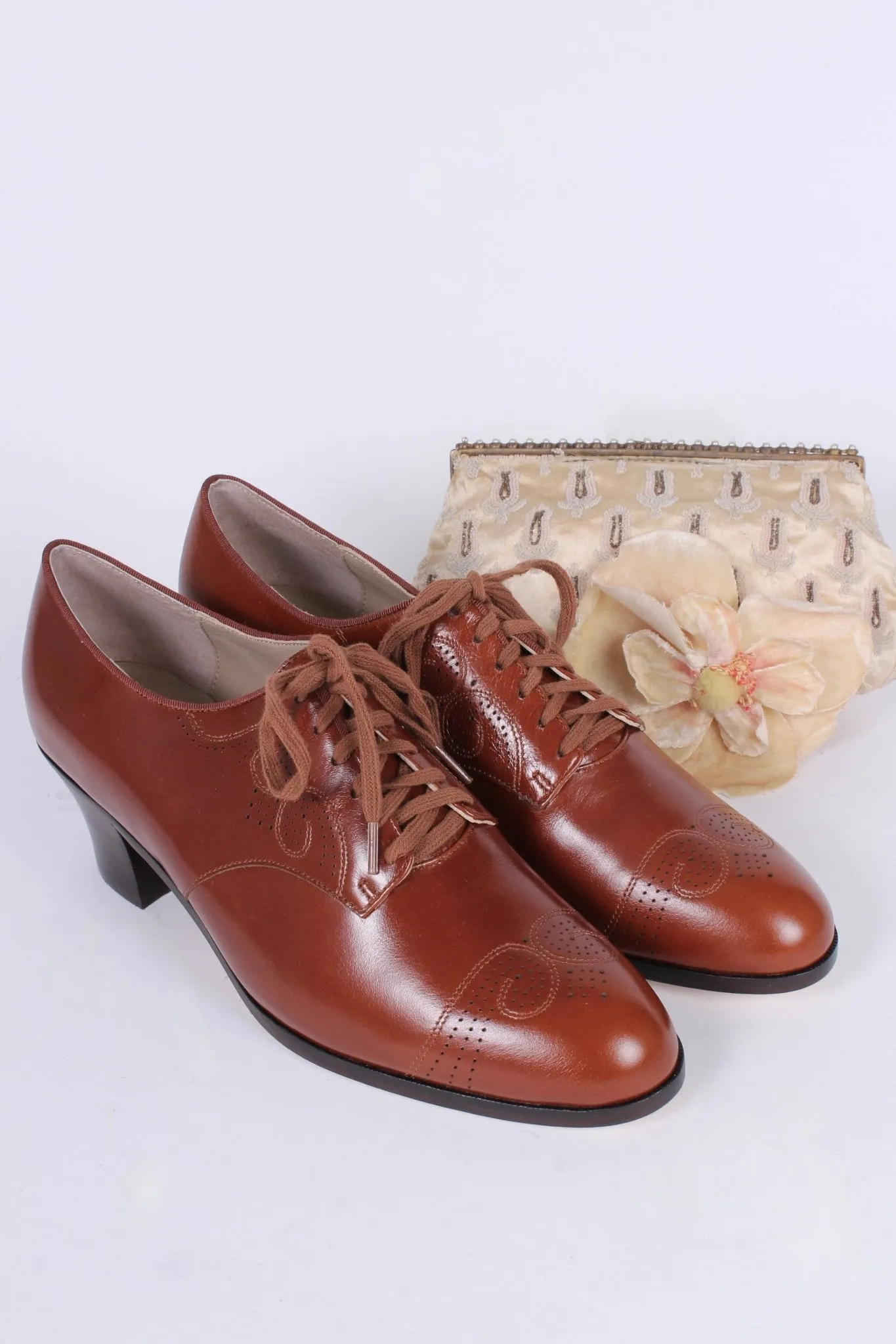 1930s everyday oxford shoes, Cognac Brown, Juliette