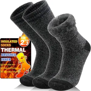 3 Pairs Winter Thermal Socks for Men & Women Warm Winter Ski Thick Boot Insulated Socks for Cold Weather