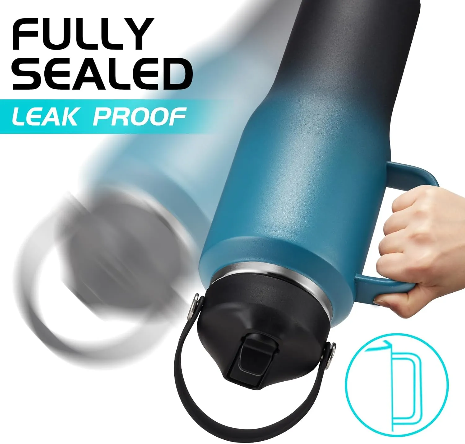 32/40 OZ Water Bottle with Handle, Stainless Steel Insulated Tumbler with Straw & Carrying Case, Vacuum Thermal Insulated Flask Mug, Coffee Tumbler Cup Fit in Car Cup Holder for Travel Drive
