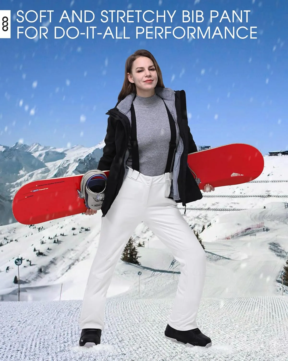 33,000ft Womens Snow Bibs Waterproof Insulated Snow Pants with Fleece Lined, Windproof Ski Pants Overalls for Snowboard