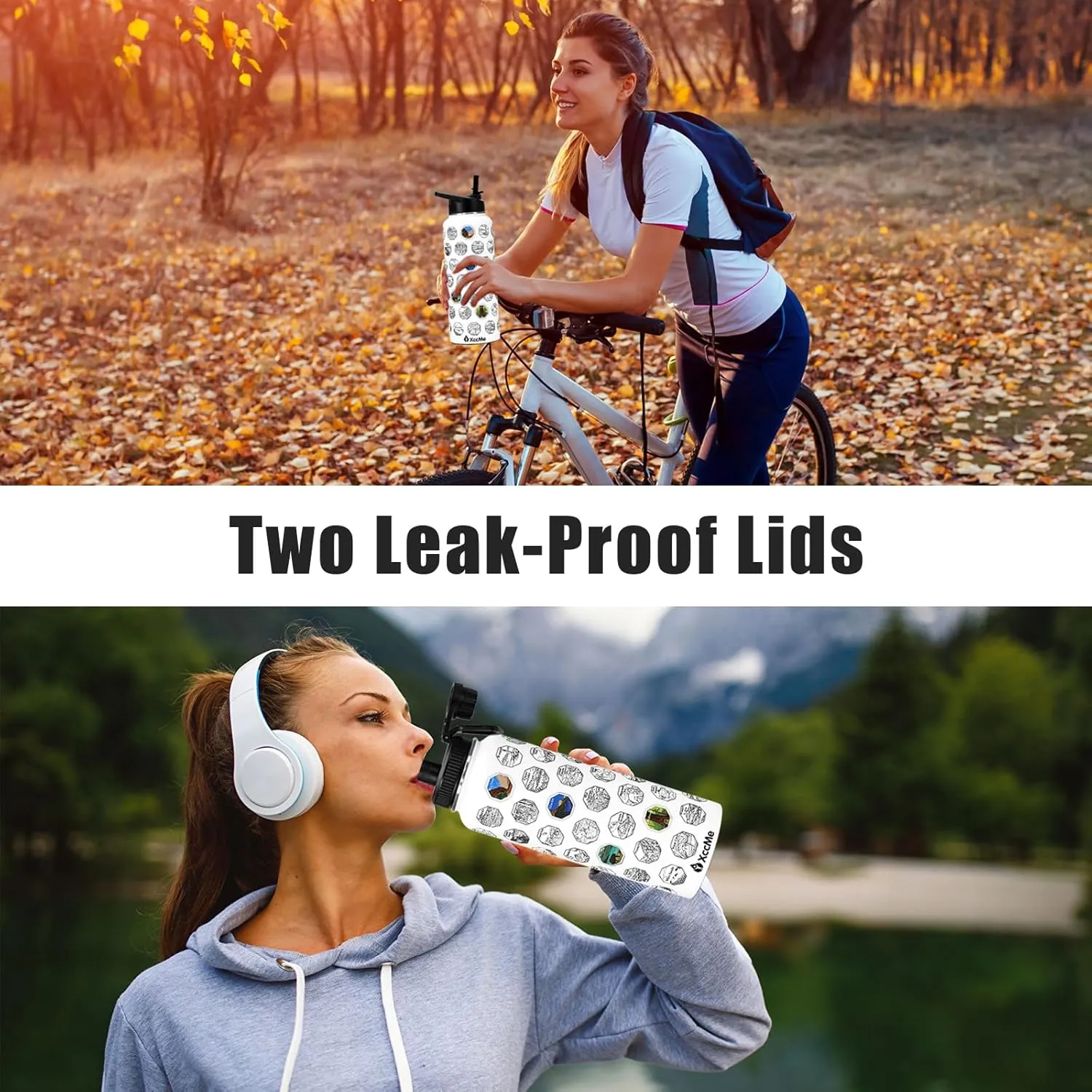 40 oz National Parks Water Bottle with Stickers,Insulated Stainless Steel Water Bottle with 2 Lids,Straws,Silicone Boot,Waterproof Stickers,Travel Vacuum Sealed Metal Bottle,Leak Proof (White)