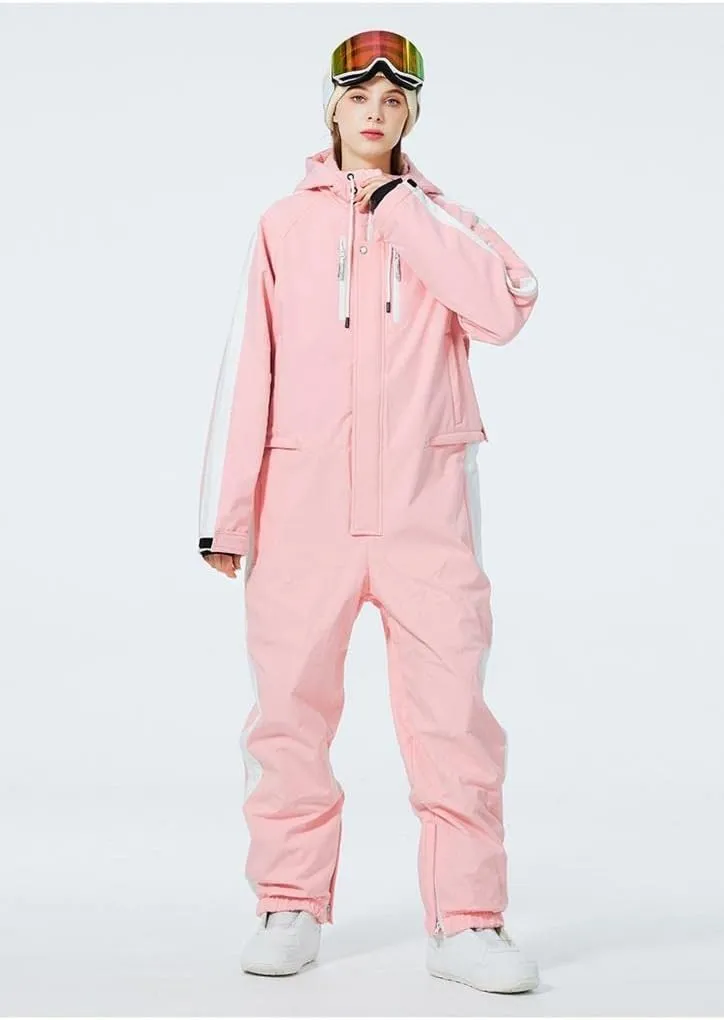 ALSOGO Women One Pieces Ski Suits Jumpsuits Waterproof Insulated Snowsuit Overalls with Detachable Belt for Snow Sport