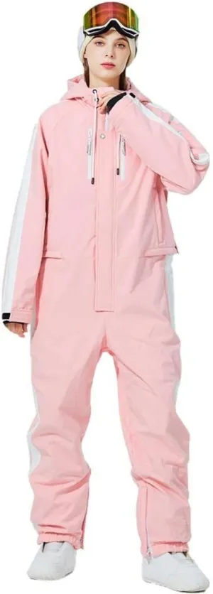 ALSOGO Women One Pieces Ski Suits Jumpsuits Waterproof Insulated Snowsuit Overalls with Detachable Belt for Snow Sport