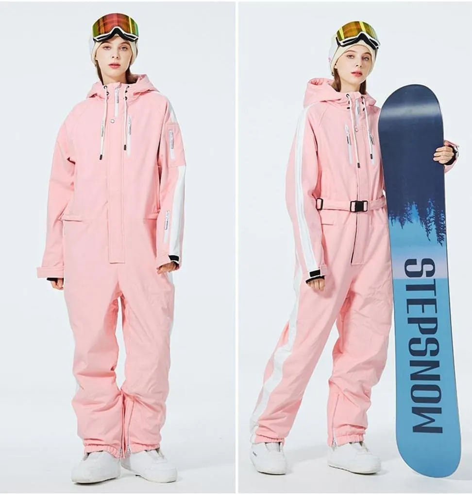 ALSOGO Women One Pieces Ski Suits Jumpsuits Waterproof Insulated Snowsuit Overalls with Detachable Belt for Snow Sport