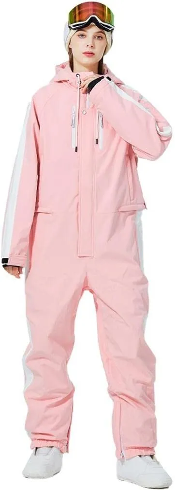 ALSOGO Women One Pieces Ski Suits Jumpsuits Waterproof Insulated Snowsuit Overalls with Detachable Belt for Snow Sport