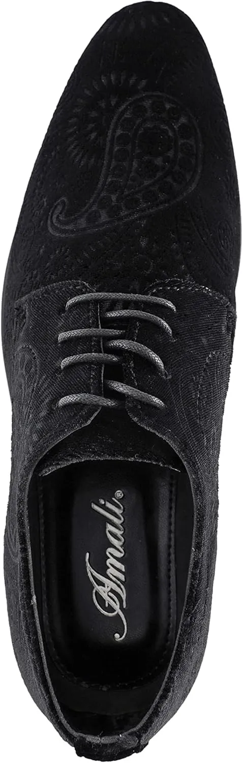 Amali Chadwick, Mens Dress Shoes - Lace Up Oxford Shoes for Men - Tuxedo Shoes, Paisley Pattern, Metal Tip, Mens Designer Shoes