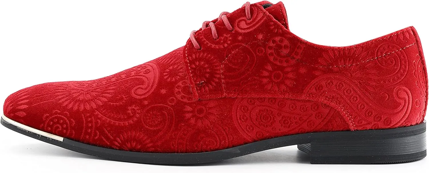 Amali Chadwick, Mens Dress Shoes - Lace Up Oxford Shoes for Men - Tuxedo Shoes, Paisley Pattern, Metal Tip, Mens Designer Shoes