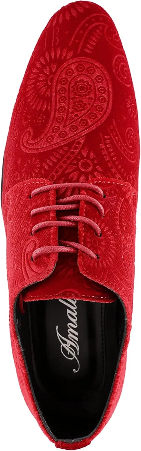 Amali Chadwick, Mens Dress Shoes - Lace Up Oxford Shoes for Men - Tuxedo Shoes, Paisley Pattern, Metal Tip, Mens Designer Shoes