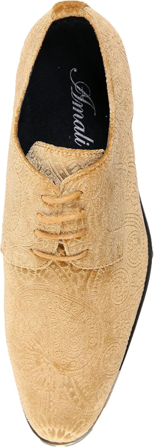 Amali Chadwick, Mens Dress Shoes - Lace Up Oxford Shoes for Men - Tuxedo Shoes, Paisley Pattern, Metal Tip, Mens Designer Shoes