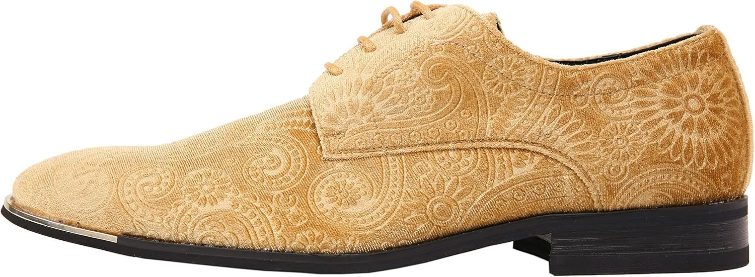 Amali Chadwick, Mens Dress Shoes - Lace Up Oxford Shoes for Men - Tuxedo Shoes, Paisley Pattern, Metal Tip, Mens Designer Shoes