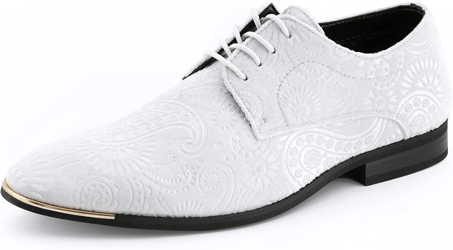 Amali Chadwick, Mens Dress Shoes - Lace Up Oxford Shoes for Men - Tuxedo Shoes, Paisley Pattern, Metal Tip, Mens Designer Shoes