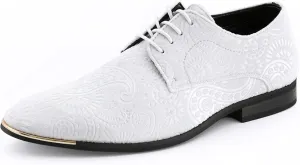 Amali Chadwick, Mens Dress Shoes - Lace Up Oxford Shoes for Men - Tuxedo Shoes, Paisley Pattern, Metal Tip, Mens Designer Shoes