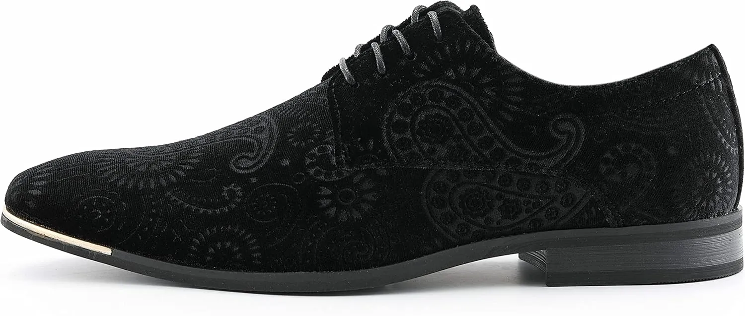 Amali Chadwick, Mens Dress Shoes - Lace Up Oxford Shoes for Men - Tuxedo Shoes, Paisley Pattern, Metal Tip, Mens Designer Shoes