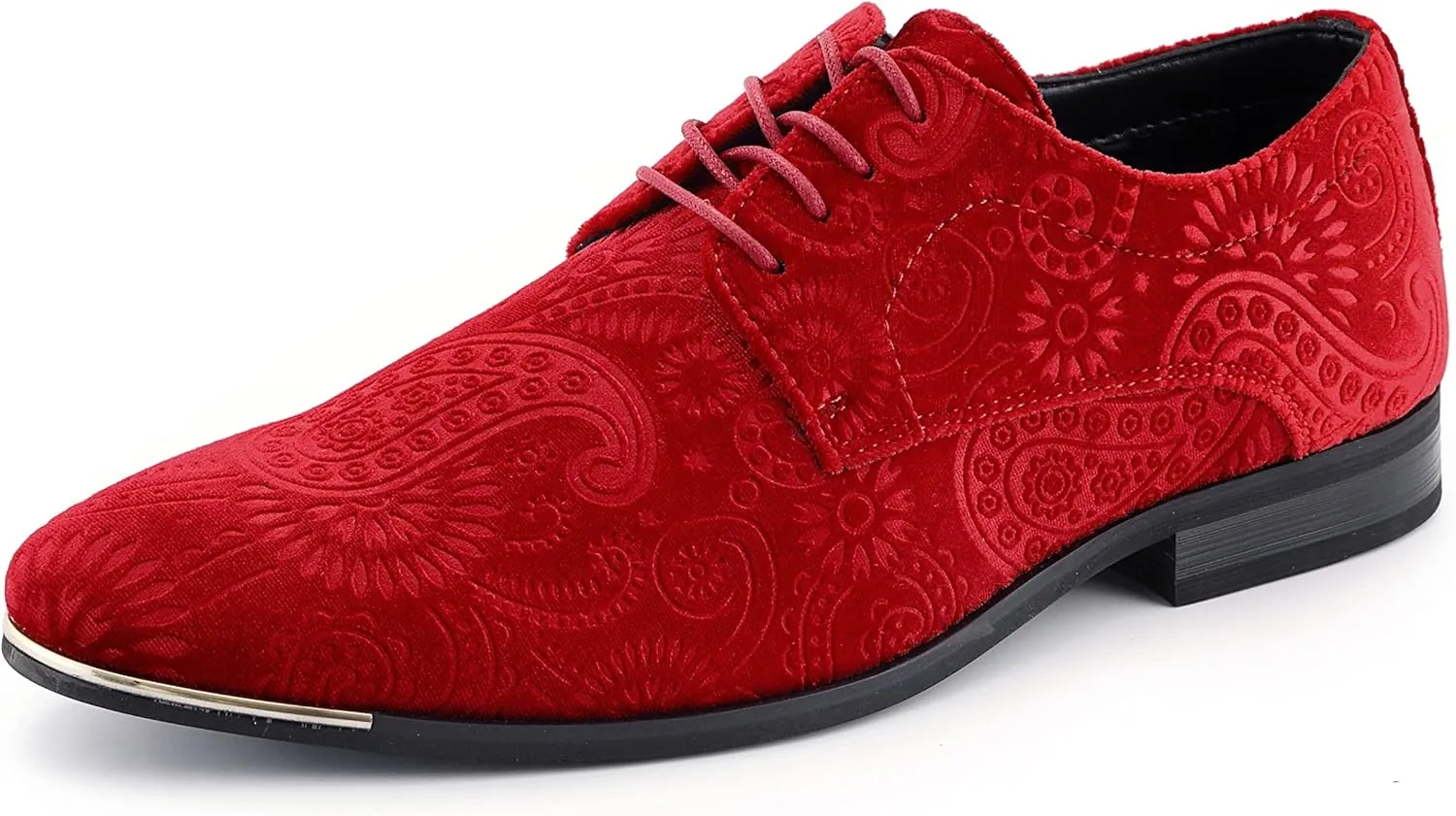 Amali Chadwick, Mens Dress Shoes - Lace Up Oxford Shoes for Men - Tuxedo Shoes, Paisley Pattern, Metal Tip, Mens Designer Shoes