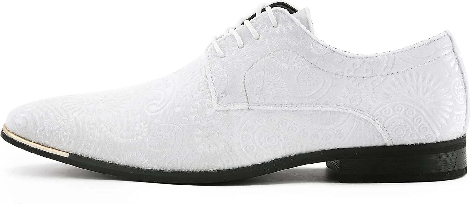 Amali Chadwick, Mens Dress Shoes - Lace Up Oxford Shoes for Men - Tuxedo Shoes, Paisley Pattern, Metal Tip, Mens Designer Shoes