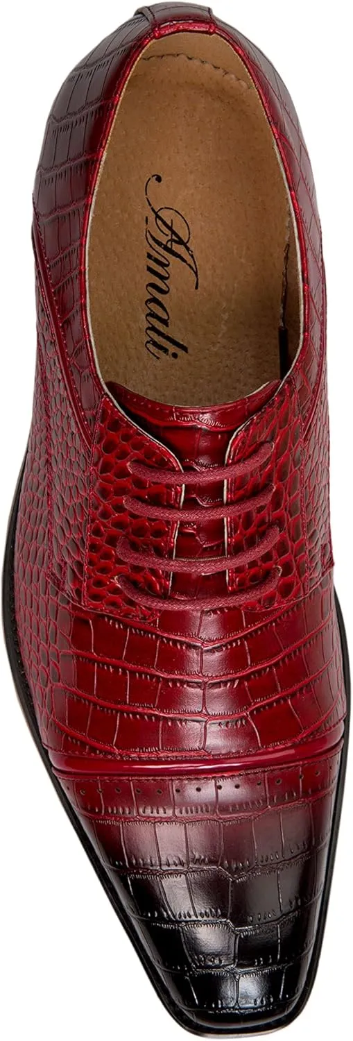 Amali Oxford Dress Shoes for Men with Textured Cap Toe, Men's Oxford Shoes Made from Premium PU Leather, Versatile Formal Footwear for All Occasions