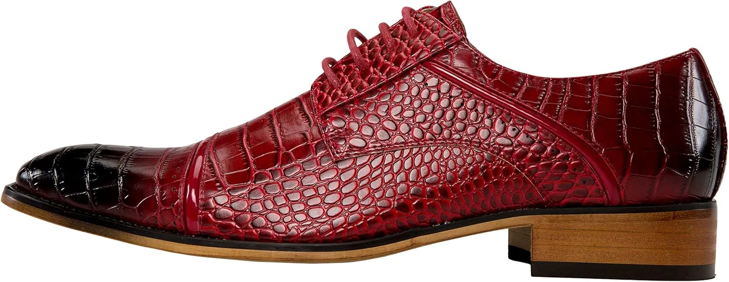 Amali Oxford Dress Shoes for Men with Textured Cap Toe, Men's Oxford Shoes Made from Premium PU Leather, Versatile Formal Footwear for All Occasions