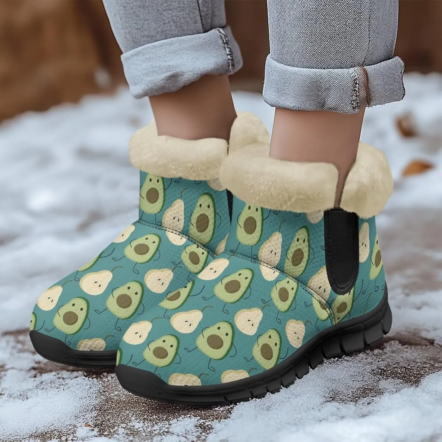 Ankle Boots for Women Waterproof Anti-Slip Winter Warm Fur Lined Snow Boot Outdoor Insulated Slip On Booties Shoes for Hiking Work