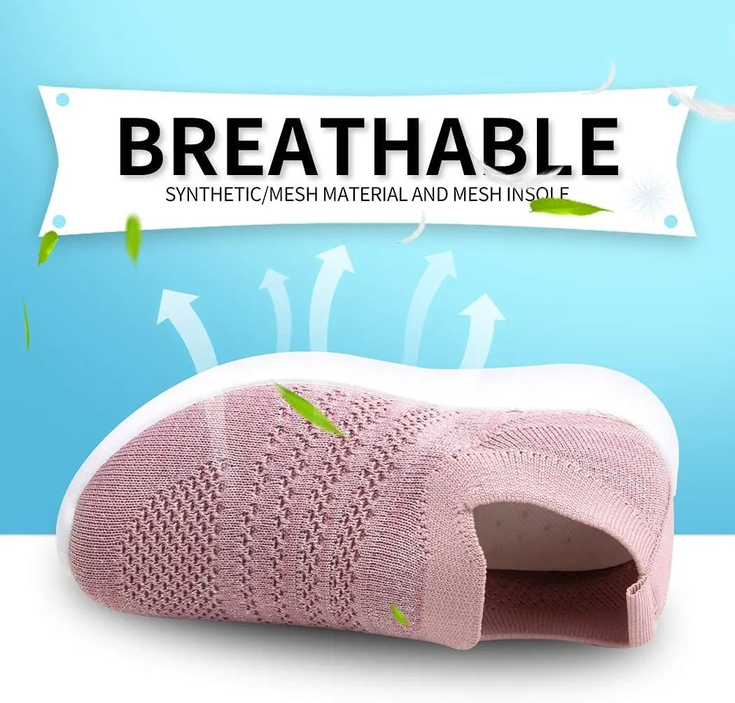 Apawwa Boys Girls Sneakers Kids Lightweight Slip On Running Shoes Pink/Blue/Navy/Black Walking Shoes Breathable Tennis Shoes for Toddler/Little Kids/Big Kids