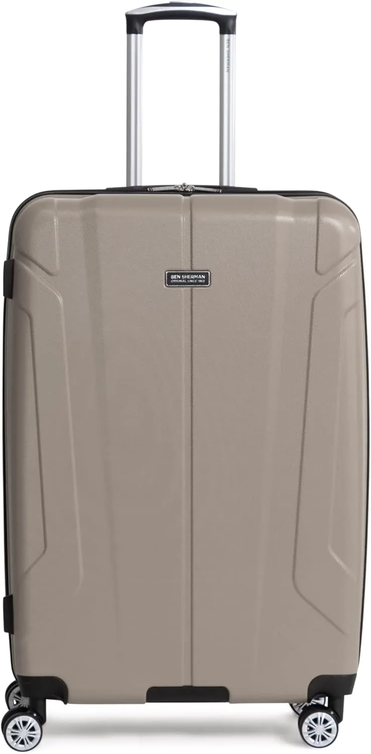 Ben Sherman Derby Spinner Travel Upright Luggage, Champagne, 28-Inch Checked