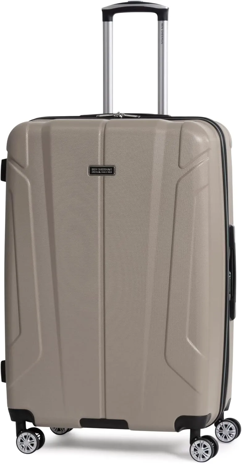 Ben Sherman Derby Spinner Travel Upright Luggage, Champagne, 28-Inch Checked