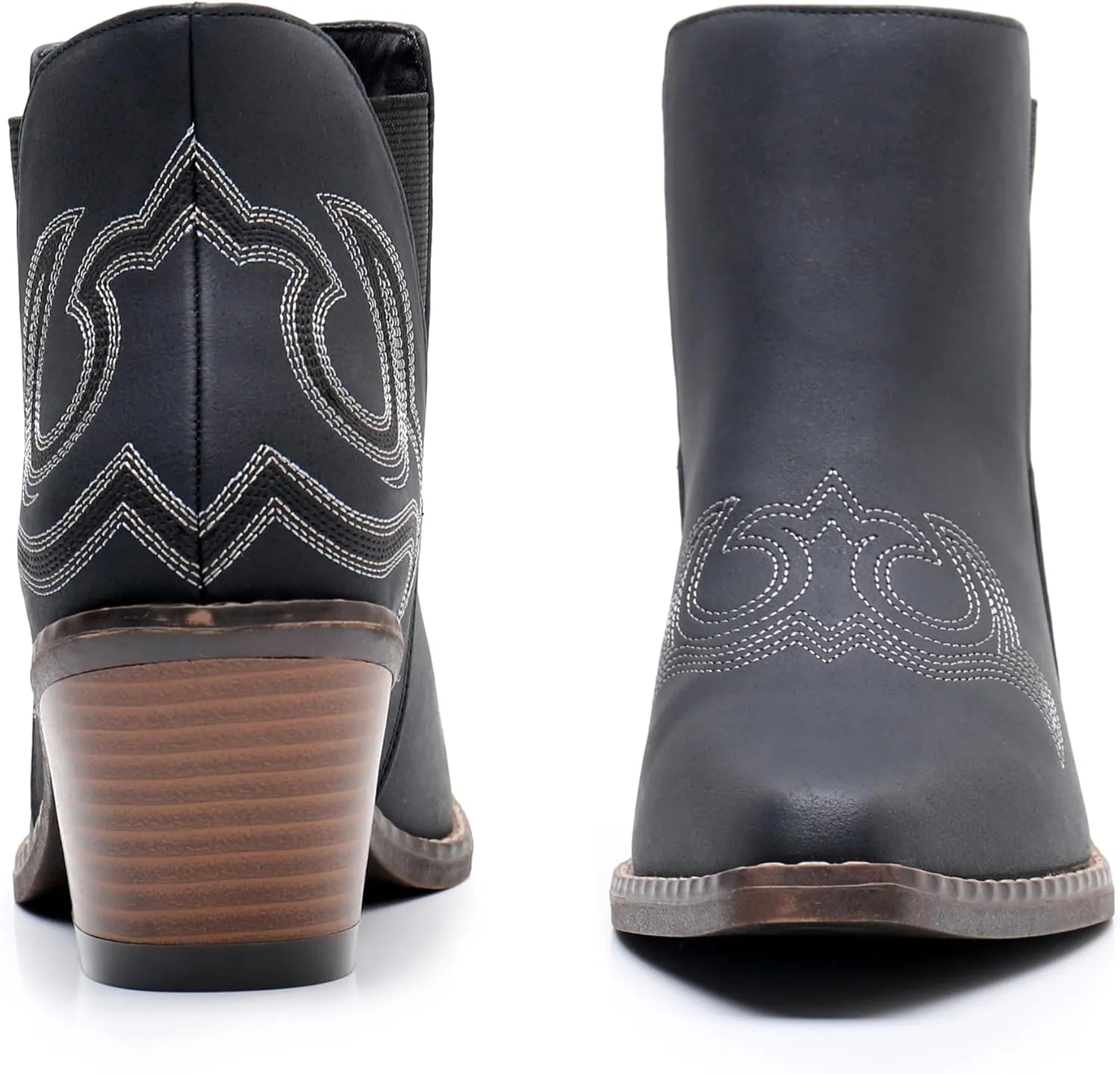 Blikcon Womens' Embroidery Western Ankle Cowgirl Boots
