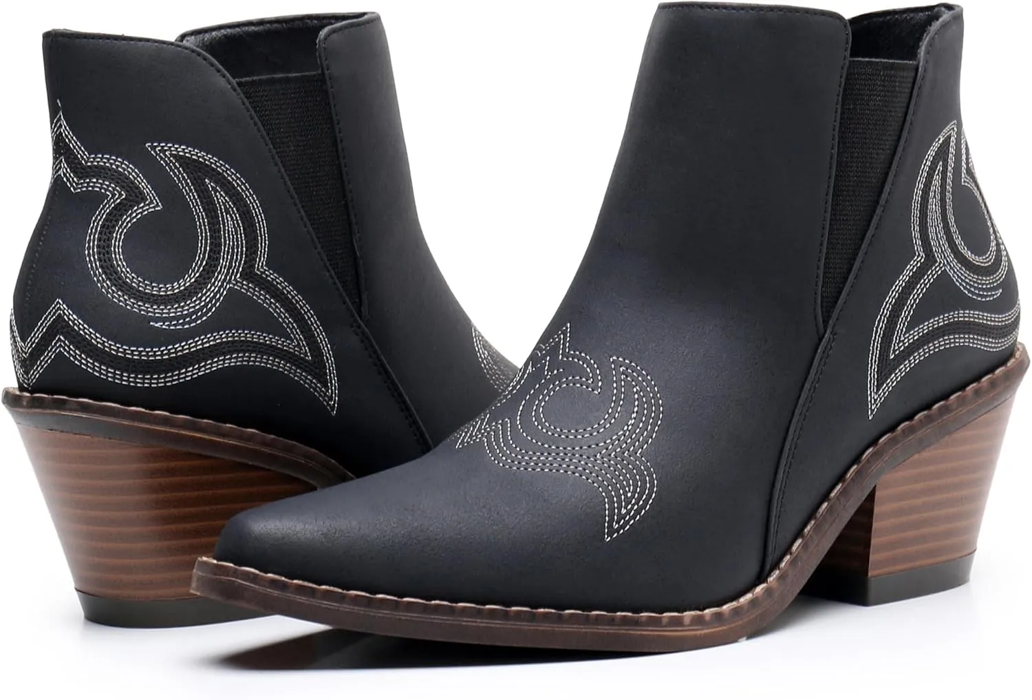 Blikcon Womens' Embroidery Western Ankle Cowgirl Boots