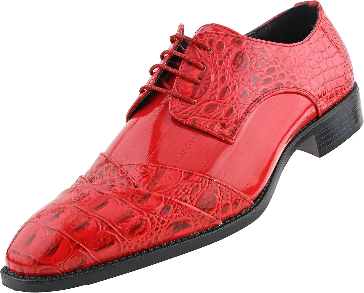 Bolano Bandit, Cap Toe Oxford Dress Shoes for Men, Men's Formal Dress Shoes with Alligator Print, Croc Folded Oxfords