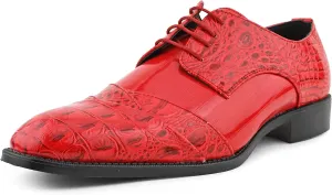 Bolano Bandit, Cap Toe Oxford Dress Shoes for Men, Men's Formal Dress Shoes with Alligator Print, Croc Folded Oxfords