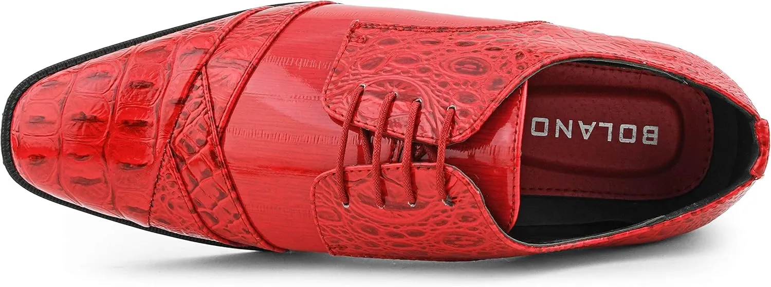 Bolano Bandit, Cap Toe Oxford Dress Shoes for Men, Men's Formal Dress Shoes with Alligator Print, Croc Folded Oxfords