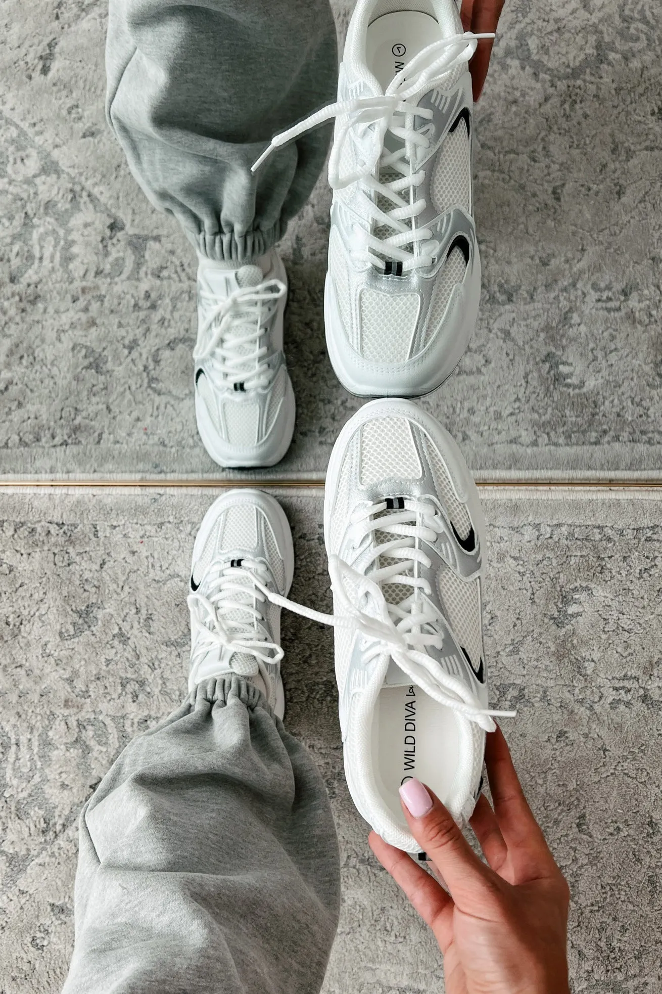 Brace For Impact Lace-Up Sneaker (Silver/White)