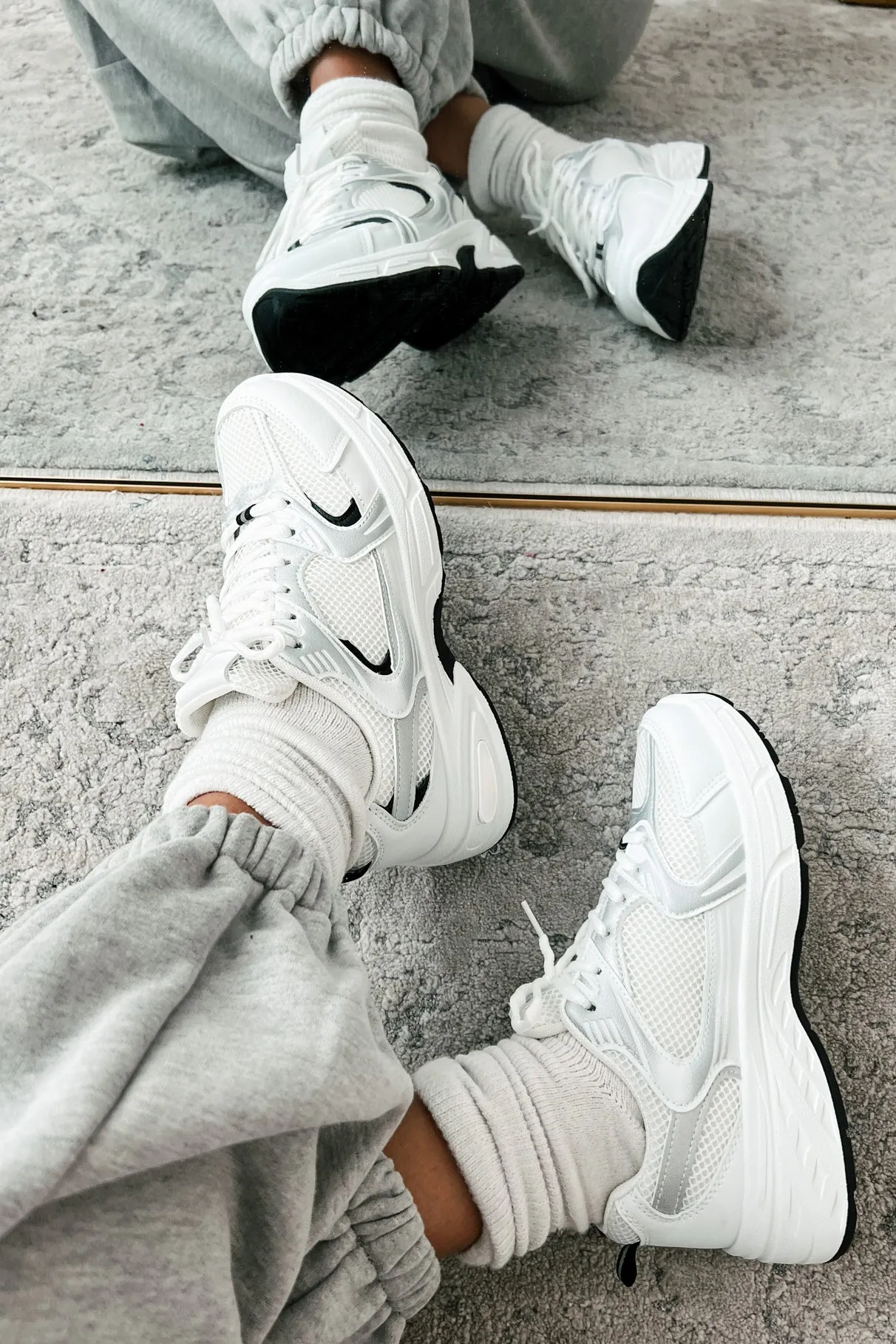 Brace For Impact Lace-Up Sneaker (Silver/White)