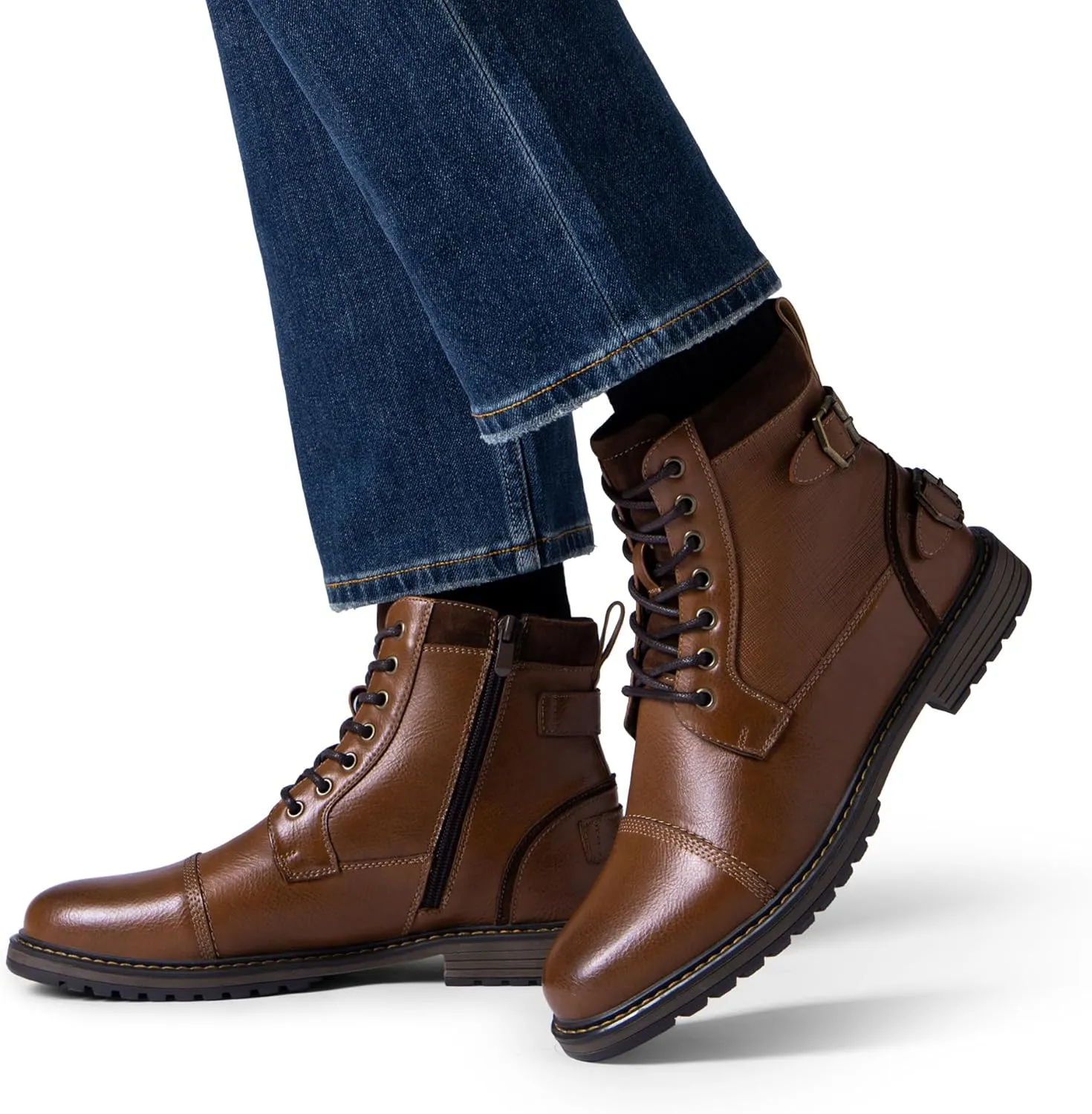Bruno Marc Men's Motorcycle Boots Oxford Dress Boot