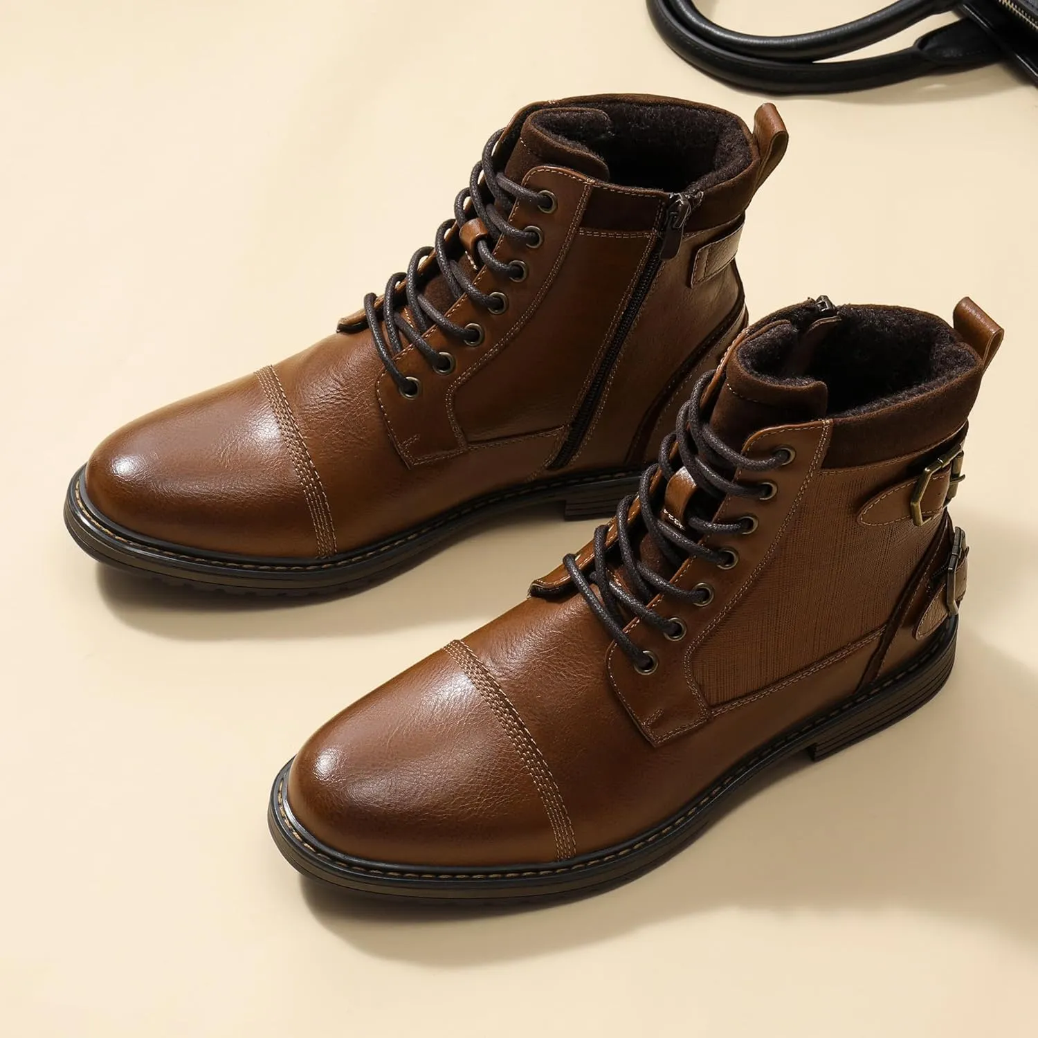 Bruno Marc Men's Motorcycle Boots Oxford Dress Boot
