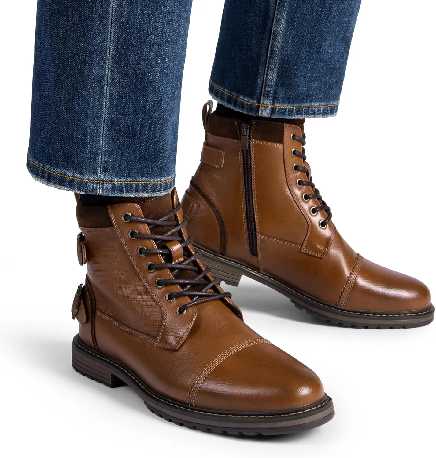 Bruno Marc Men's Motorcycle Boots Oxford Dress Boot