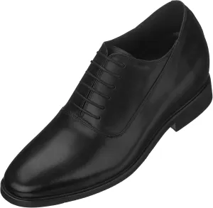 CALTO Men's Invisible Height Increasing Elevator Shoes - Black Premium Leather Lace-up Formal Dress Oxfords - 3 Inches Taller - G8082 - Size 11.5 D(M) US
