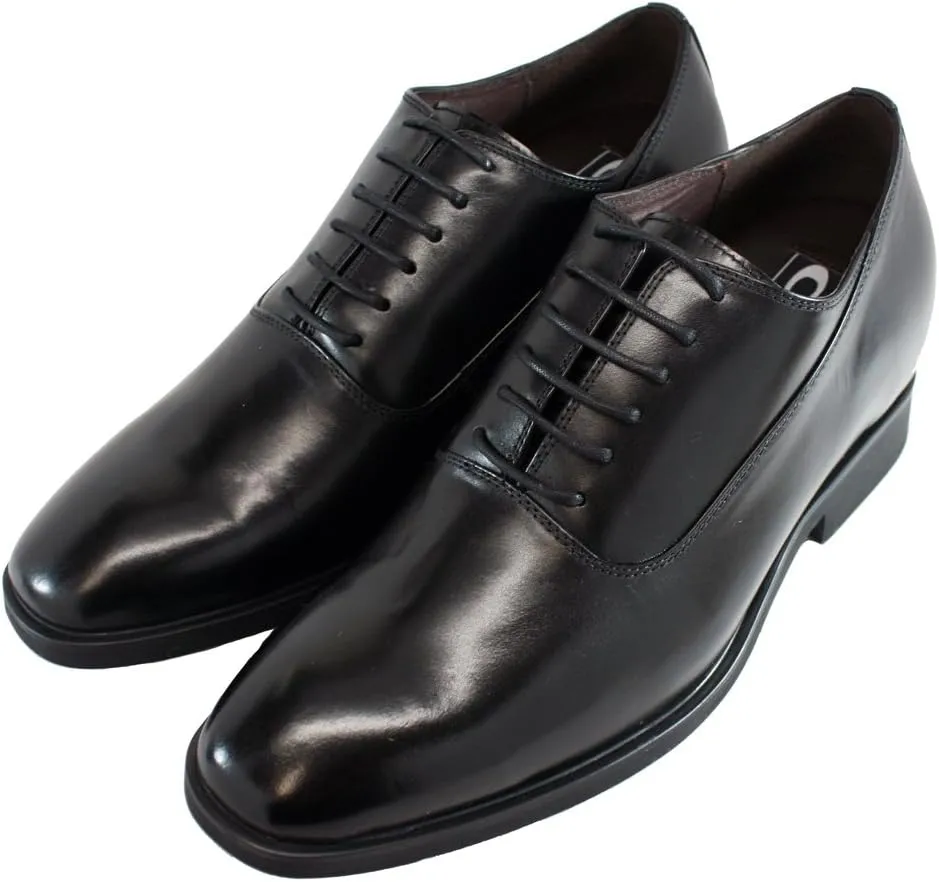 CALTO Men's Invisible Height Increasing Elevator Shoes - Black Premium Leather Lace-up Formal Dress Oxfords - 3 Inches Taller - G8082 - Size 11.5 D(M) US