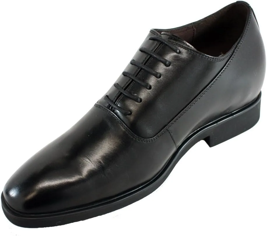 CALTO Men's Invisible Height Increasing Elevator Shoes - Black Premium Leather Lace-up Formal Dress Oxfords - 3 Inches Taller - G8082 - Size 11.5 D(M) US