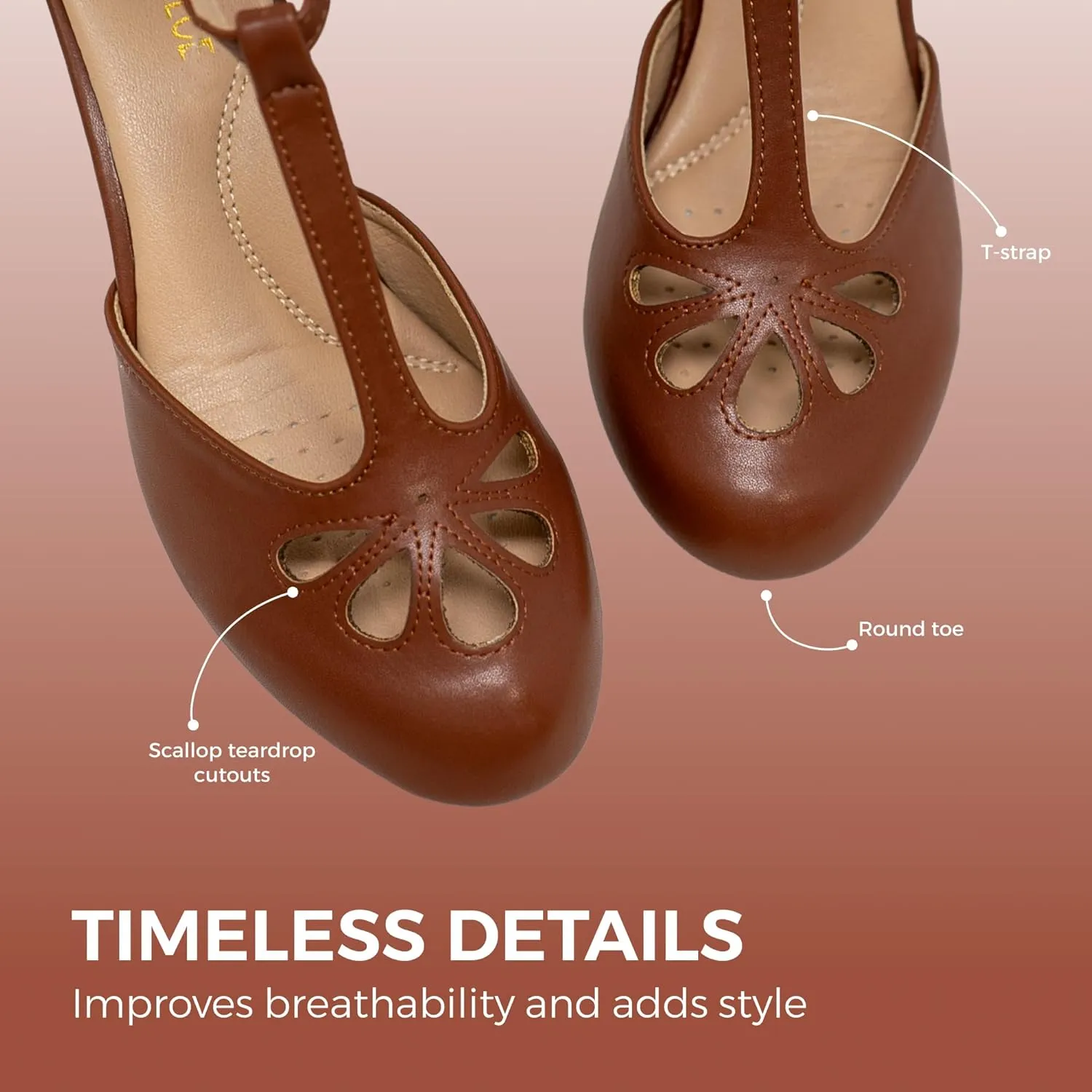 Chase & Chloe Women Mary Jane Oxford Pumps - Cute Low Kitten Heels - Retro Round Toe Shoe with Ankle Strap