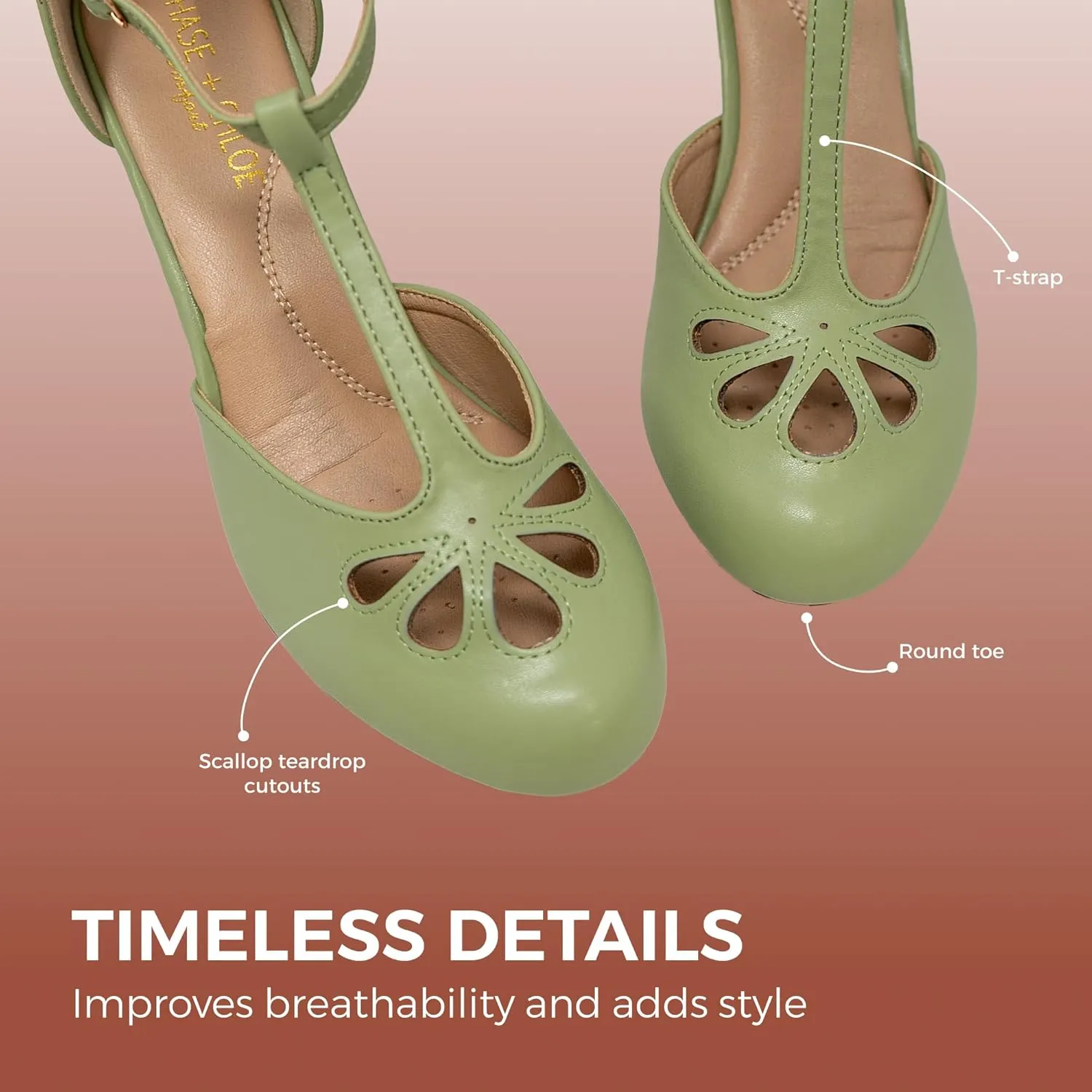 Chase & Chloe Women Mary Jane Oxford Pumps - Cute Low Kitten Heels - Retro Round Toe Shoe with Ankle Strap