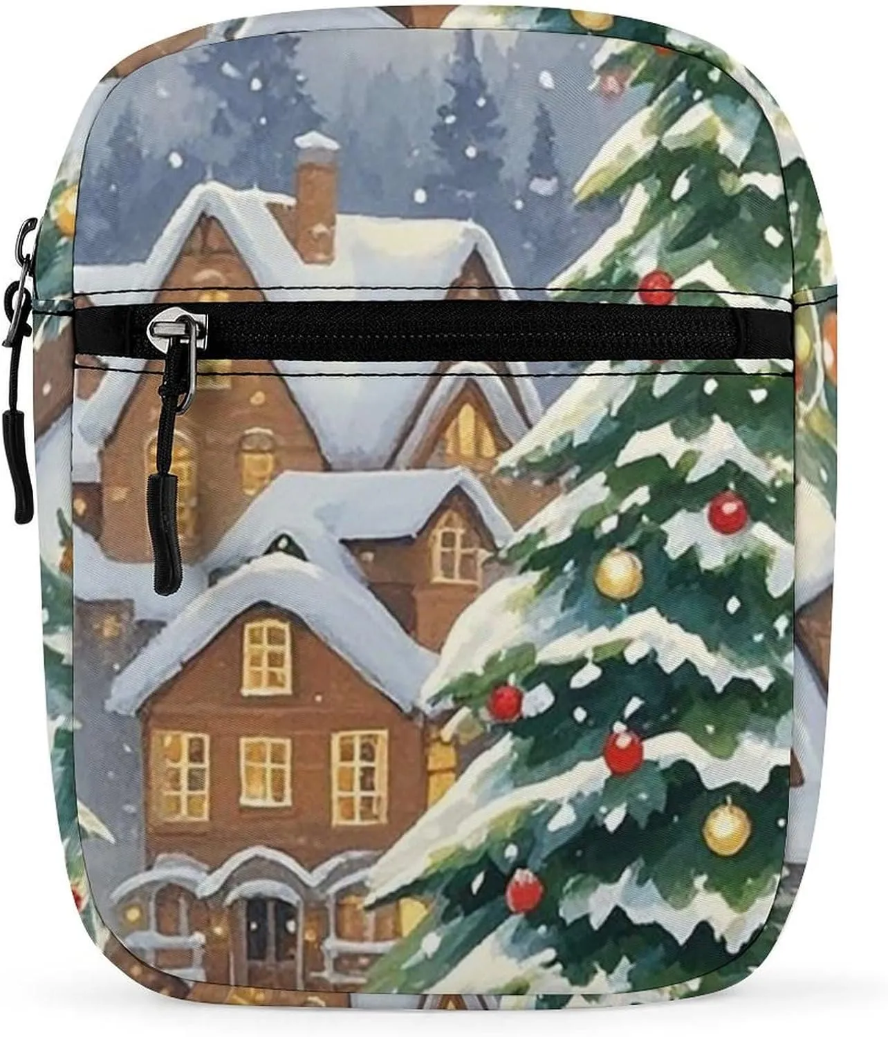 Christmas Tree Town Oxford Cloth Ammo Crossbody Shoulder Bag Medic Bag Classic Small Messenger Crossbody Bag Unisex Classic Canvas Shoulder Bag for Women, Bookbag for Work