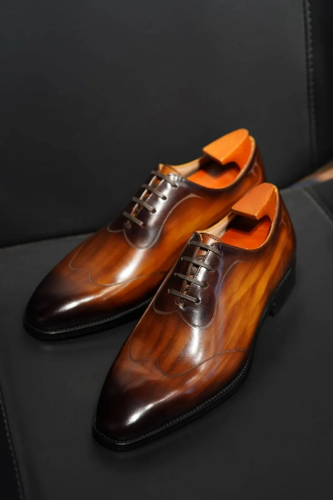 Classic Brown Marble Patina Oxford Shoes