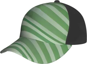 Classic Green Striped Print Baseball Cap for Men and Women – Curved Brim, Perfect for Outdoor, Sports, Travel, and Four Seasons