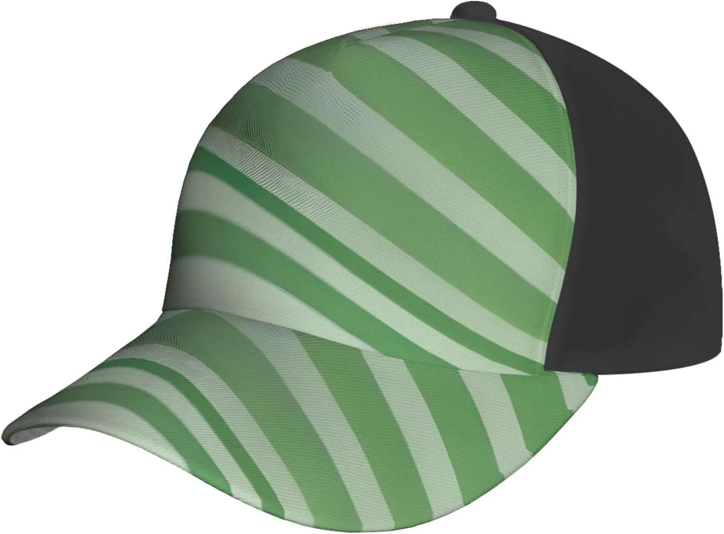 Classic Green Striped Print Baseball Cap for Men and Women – Curved Brim, Perfect for Outdoor, Sports, Travel, and Four Seasons