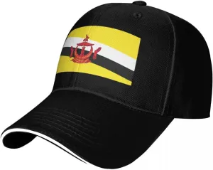 Classic Sandwich Baseball Cap-Brunei Flag Adjustable Unisex Sports Hat for Running Outdoor Four Seasons Comfortable