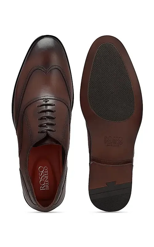 Coffee  Leather Derby Shoes
