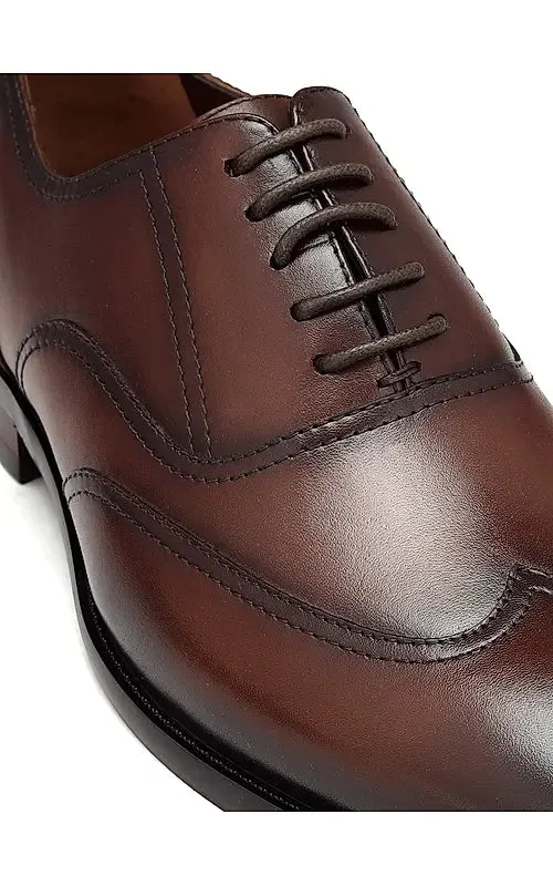 Coffee  Leather Derby Shoes