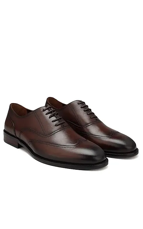 Coffee  Leather Derby Shoes