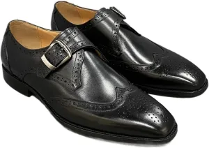 Comodish Formal Shoes Dress Oxford for Men Slip On Monk Strap Brogue Embossed Wing-tip Square Toe Cowhide Low Top Anti-Slip Slip Resistant Block Heel Non Slip Formal Oxford