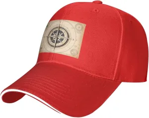 Compass Navigation Pattern Unisex Baseball Cap Black : Breathable, Light